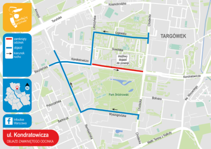 Ulica Kondratowicza - zmiany w ruchu od 21 listopada. Graf. ZDM